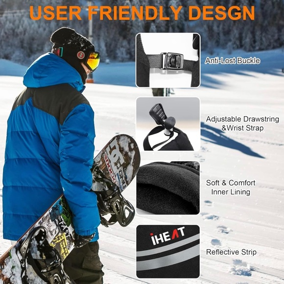 NWT Unisex Heated Gloves 7.4V Rechargeable Battery Mittens with 3M/XL Black - Picture 6 of 15